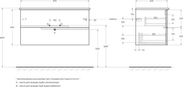 Изображение товара Тумба под умывальник Cezares DUET-N-1000-2C-SO-AS-P
