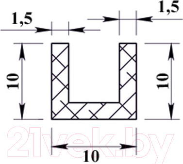 Изображение товара Профиль алюминиевый ПилотПро Швеллер 10x10x10x1.5 / 02503 (1м)