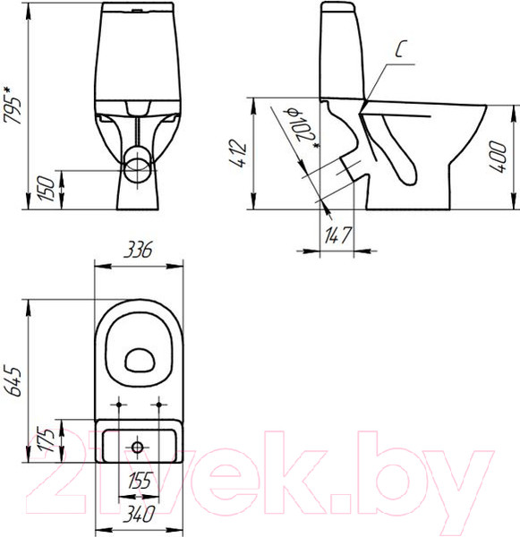 Изображение товара Чаша унитаза напольного Cersanit Granta 031 S-KO-GRA031-3/6-DL-n-w с сиденьем (без бачка и арматуры)