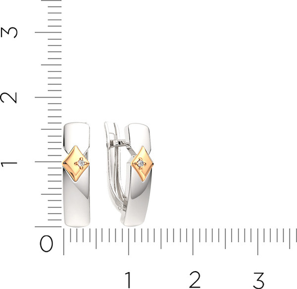 Изображение товара Серьги из серебра ZORKA 03D0059.G14K (с золотой вставкой и бриллиантами)