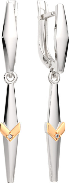 Изображение товара Серьги из серебра ZORKA 03D0013.G14K.ZZ (с золотой вставкой и бриллиантами)