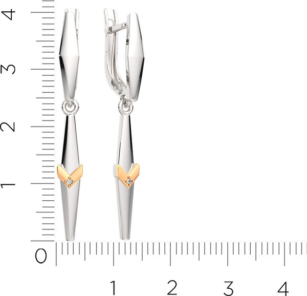 Изображение товара Серьги из серебра ZORKA 03D0013.G14K.ZZ (с золотой вставкой и бриллиантами)