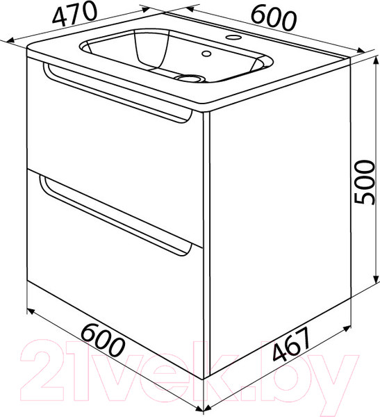 Изображение товара Тумба с умывальником IDDIS EDI60W0i95K