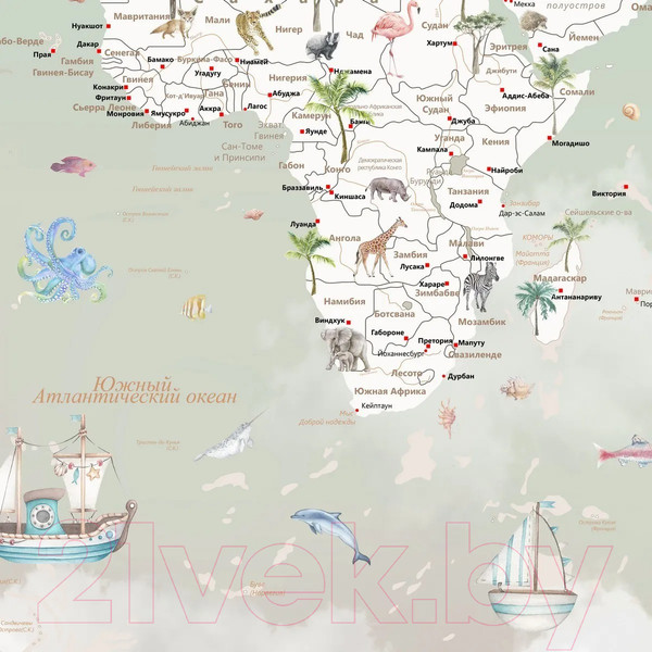 Изображение товара Фотообои листовые Citydecor Детская Карта мира 351 (400x260см)