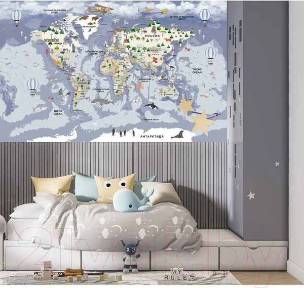 Изображение товара Фотообои листовые Citydecor Детская Карта мира 340 (500x260см)