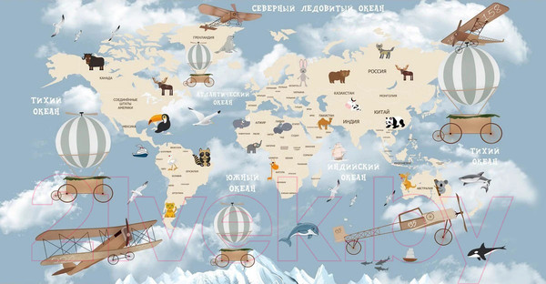 Изображение товара Фотообои листовые Citydecor Детская Карта мира 81 (500x260см)