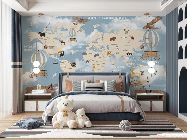 Изображение товара Фотообои листовые Citydecor Детская Карта мира 81 (500x260см)