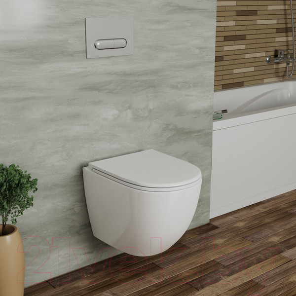 Изображение товара Унитаз подвесной D&K Matrix DT1396016 (белый, сиденье микролифт)