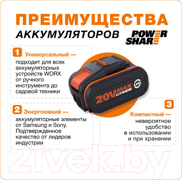 Изображение товара Газонокосилка аккумуляторная Worx WG743E