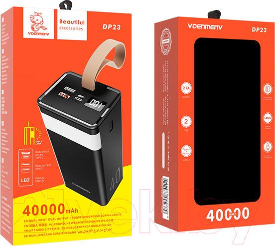 Изображение товара Портативное зарядное устройство VDENMENV DP23 40000mAh (черный)