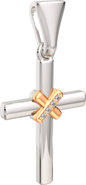 Изображение товара Крестик из серебра ZORKA 04D0008.G14K (с золотой вставкой и бриллиантом)