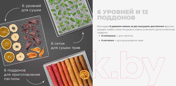 Изображение товара Сушильный шкаф для овощей и фруктов Redmond FD1105 (графитовый)