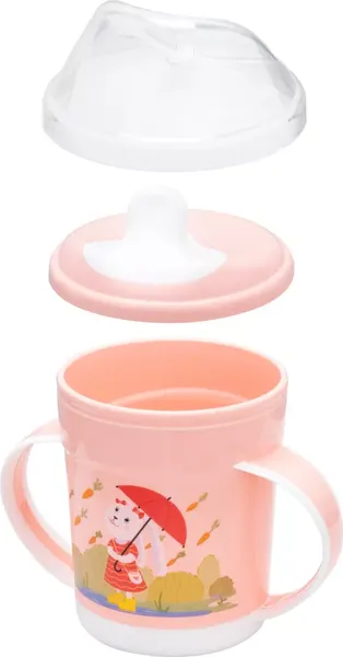 Изображение товара Поильник Пластишка С ручками / 431333233 (320мл, светло-розовый)