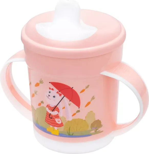 Изображение товара Поильник Пластишка С ручками / 431333233 (320мл, светло-розовый)