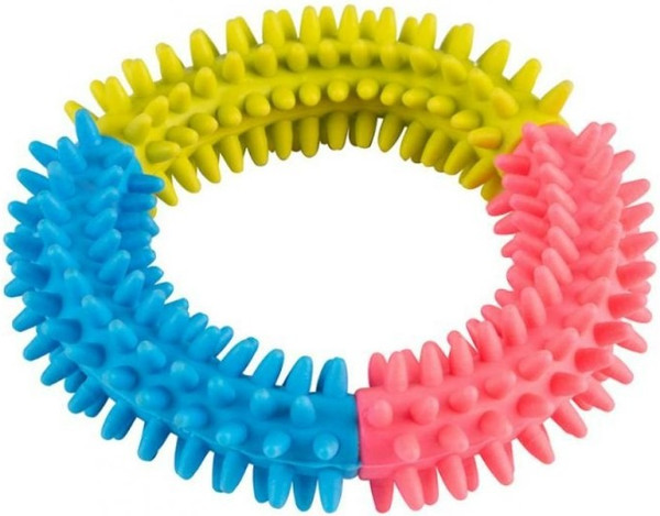 Изображение товара Набор игрушек для собак Рыжий кот Веревка, шар, кольцо, кость, пищалки: свинка и курица (6шт)