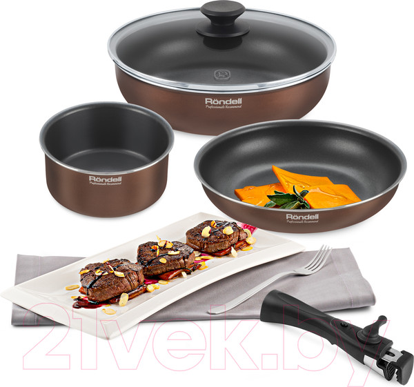 Изображение товара Набор кухонной посуды Rondell RDA-1789 (16см+20см+26см+28см+съемная ручка)