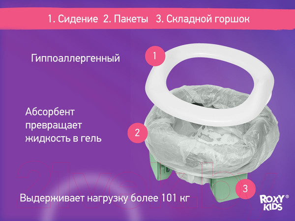 Изображение товара Дорожный горшок ROXY-KIDS HandyPotty / HP-255OB (оливковый/бежевый)