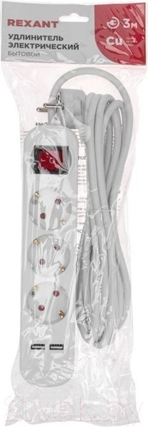 Изображение товара Удлинитель Rexant Standard 13-4016 (белый)