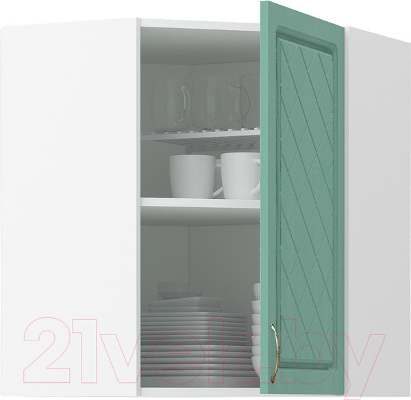 Изображение товара Шкаф навесной для кухни Mio Tesoro Модена ШВУ 600 угловой (белый/дуб бирюзовый)