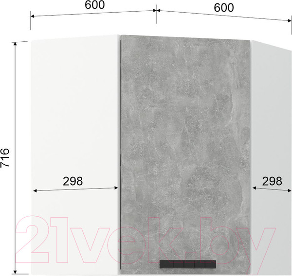 Изображение товара Шкаф навесной для кухни Mio Tesoro Пасадена ШВУ 600 угловой (белый/ателье светлое)