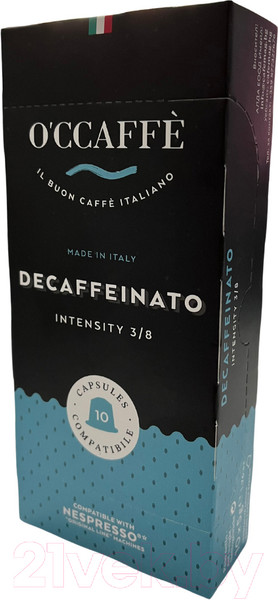 Изображение товара Кофе в капсулах O'ccaffe Decaffeinato стандарт Nespresso (10x5г)