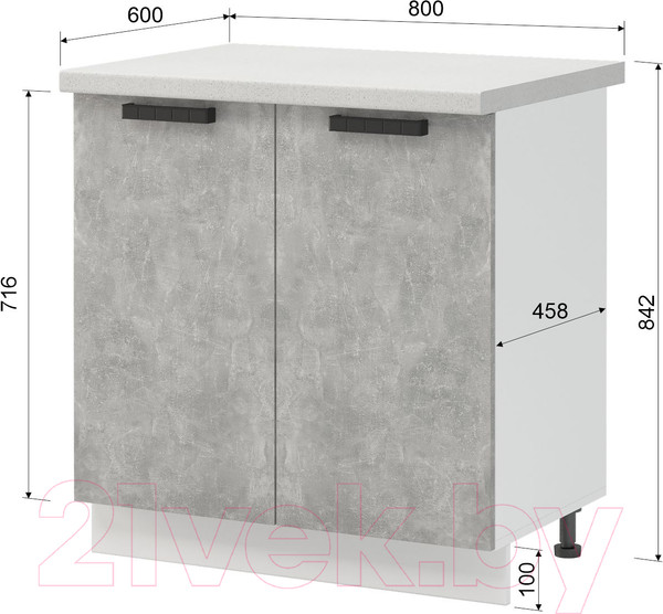Изображение товара Шкаф-стол кухонный Mio Tesoro Пасадена ШН 800 (белый/ателье светлое)