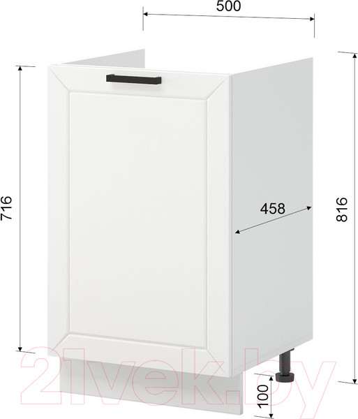 Изображение товара Шкаф под мойку Mio Tesoro Альфа ШНМ 500 (белый/холст белый)