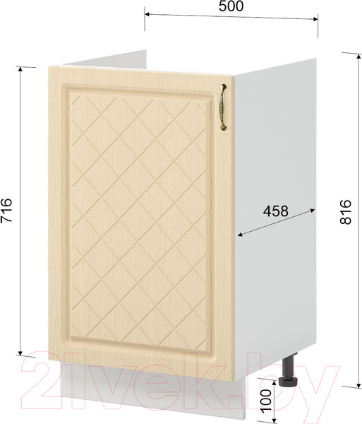 Изображение товара Шкаф под мойку Mio Tesoro Модена ШНМ 500 (белый/дуб ваниль)