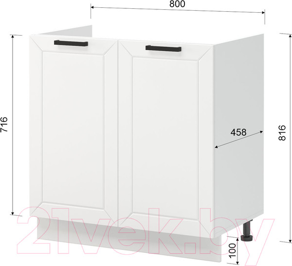 Изображение товара Шкаф под мойку Mio Tesoro Альфа ШНМ 800 (белый/холст белый)