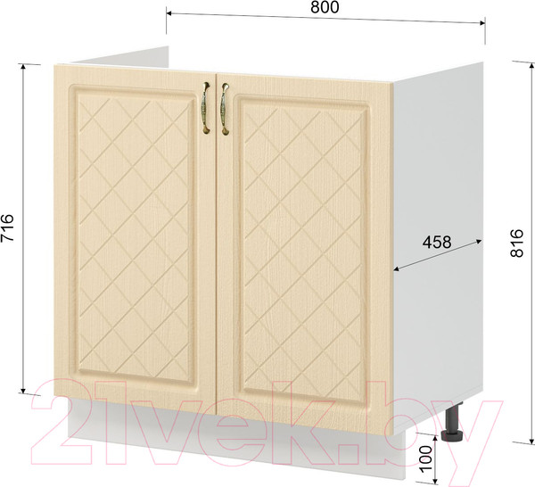 Изображение товара Шкаф под мойку Mio Tesoro Модена ШНМ 800 (белый/дуб ваниль)