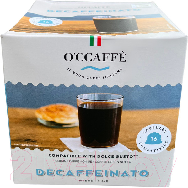 Изображение товара Кофе в капсулах O'ccaffe Decaffeinato стандарта Dolce Gusto (16шт)