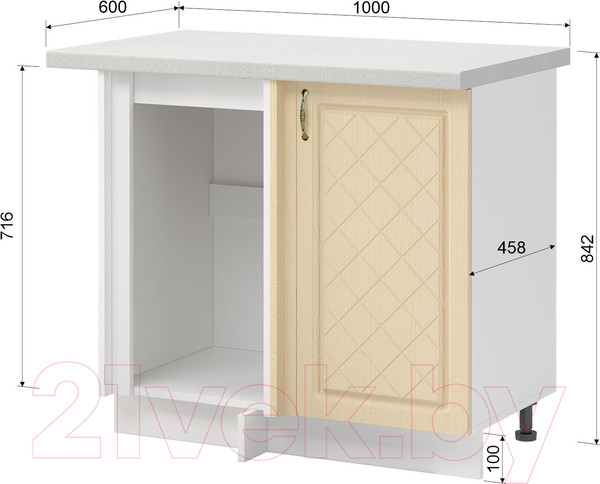 Изображение товара Шкаф под мойку Mio Tesoro Модена ШНУ 1000-М (белый/дуб ваниль)