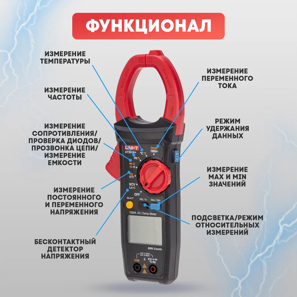 Изображение товара Клещи токоизмерительные Rexant Uni-T UT206A+ / 13-1066