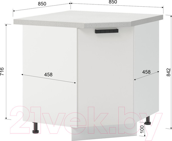 Изображение товара Шкаф-стол кухонный Mio Tesoro Пасадена ШНУ 850 угловой (белый/белый бриллиант)