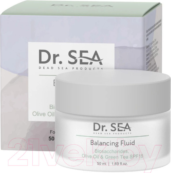 Изображение товара Флюид для лица Dr. Sea Балансирующий с комплексом биосахаридов, оливой и зеленым чаем S (50мл)