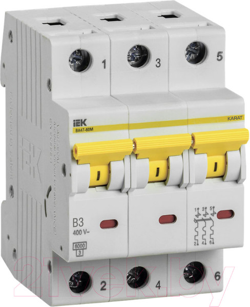 Изображение товара Выключатель автоматический IEK ВА47-60M 3Р 3А 6кА B / MVA31-3-003-B
