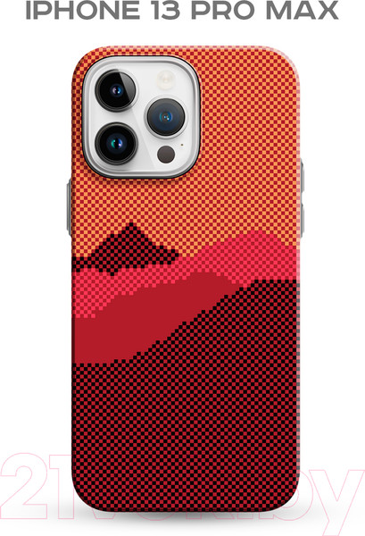 Изображение товара Чехол-накладка Luxo Горный пейзаж J272 для iPhone 13 Pro Max (бордовый/оранжевый)