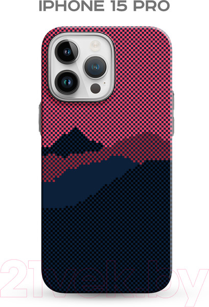 Изображение товара Чехол-накладка Luxo Горный пейзаж J273 для iPhone 15 Pro (черный/бордовый)