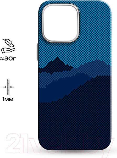 Изображение товара Чехол-накладка Luxo Горный пейзаж J271 для iPhone 14 (черный/синий)