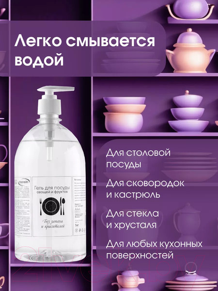 Изображение товара Средство для мытья посуды Результат.Про Без запаха и красителей (1л)