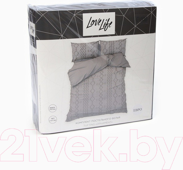 Изображение товара Комплект постельного белья Love Life Tufting. Орнамент 1.5сп / 10323103 (серый)
