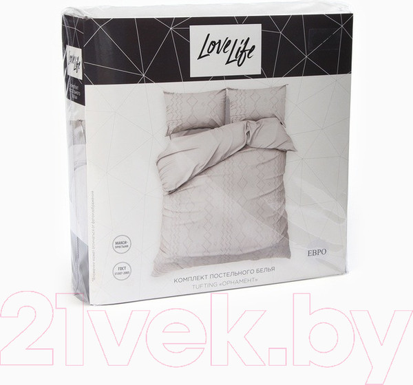 Изображение товара Комплект постельного белья Love Life Tufting. Орнамент Дуэт / 10323111 (серый)