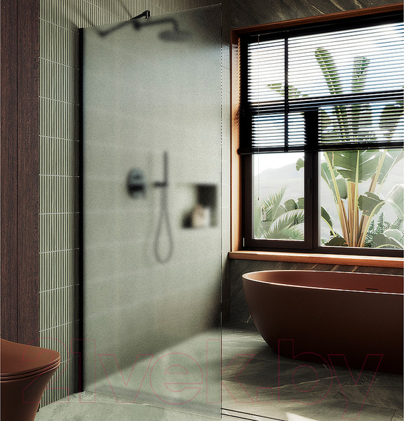 Изображение товара Душевая стенка MaybahGlass 109x195 / MGD-680-6ш (сатин стекло/черный)