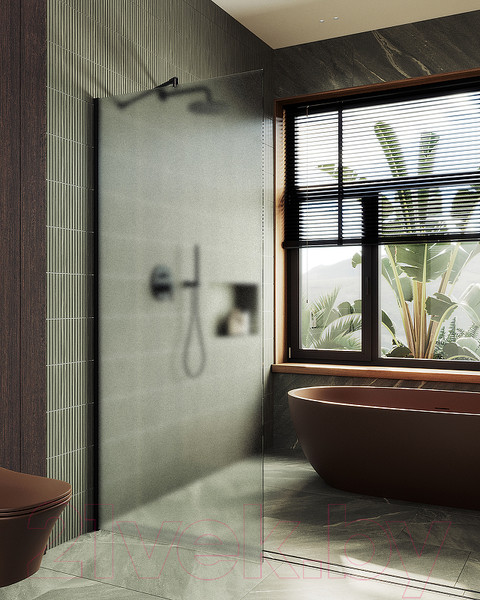 Изображение товара Душевая стенка MaybahGlass 109x195 / MGD-680-6ш (сатин стекло/черный)