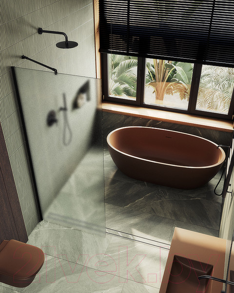 Изображение товара Душевая стенка MaybahGlass 109x195 / MGD-680-6ш (сатин стекло/черный)