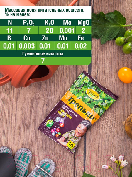 Изображение товара Удобрение Фаско Крепыш с гуматом калия (50г)