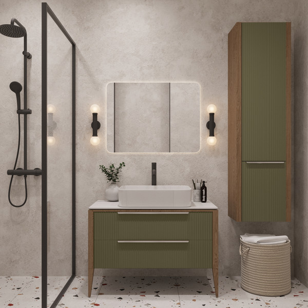 Изображение товара Шкаф-пенал для ванной ЗОВ Валенсия / MVPRAL6013 (RAL 6013)