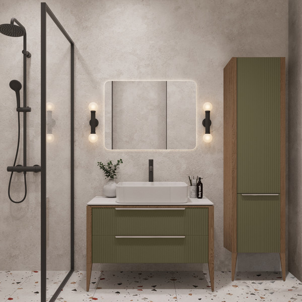 Изображение товара Шкаф-пенал для ванной ЗОВ Валенсия / MVPRAL6013 (RAL 6013)