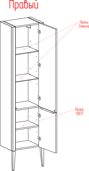 Изображение товара Шкаф-пенал для ванной ЗОВ Валенсия / MVPRAL6013 (RAL 6013)