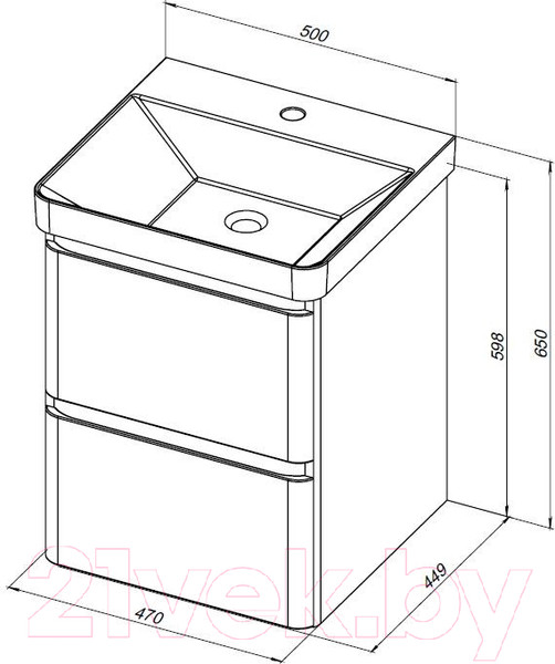 Изображение товара Тумба под умывальник Aquanet Эмбер 50 / 330464 (черный матовый)